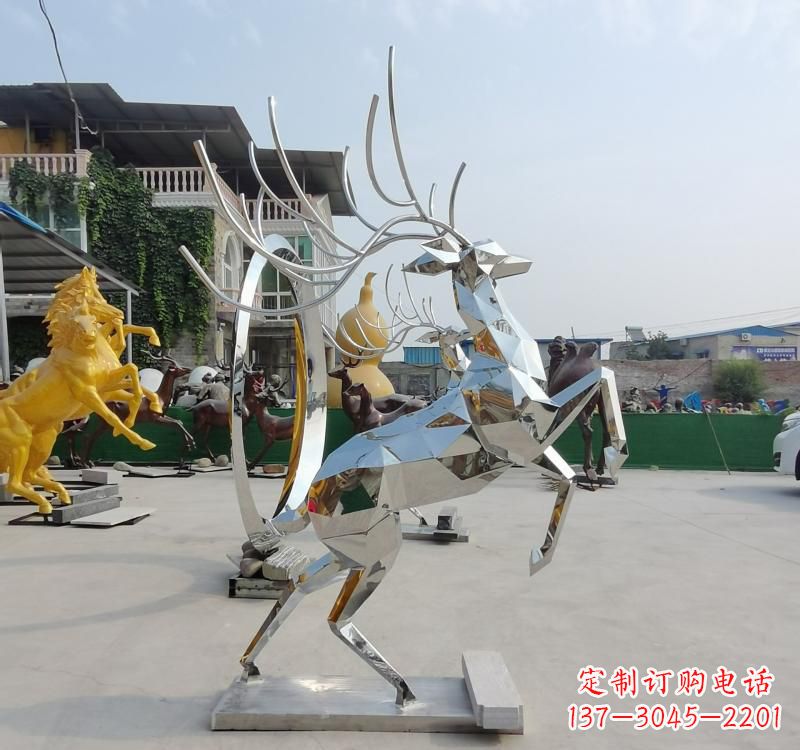 商丘精美不锈钢镜面动物鹿雕塑