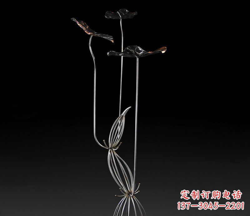 商丘不锈钢荷叶雕塑——给大厅景观带来清新气息