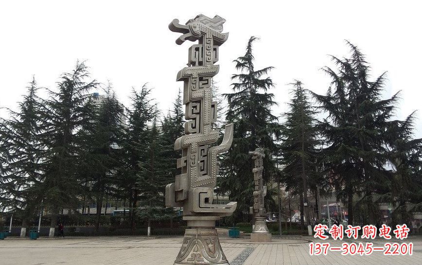 商丘不锈钢龙柱雕塑引领公共景观