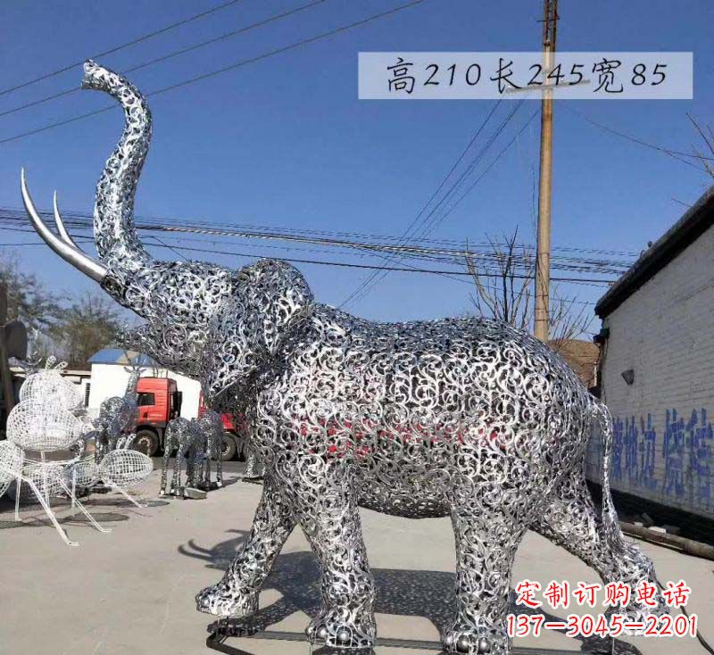 商丘不锈钢镂空大象雕塑精美绝伦的艺术品