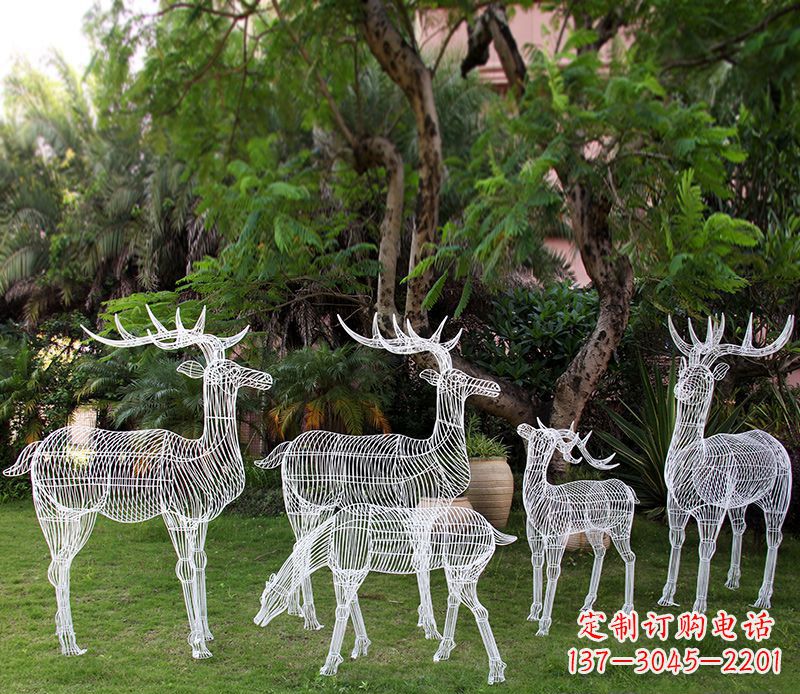 商丘精美的不锈钢镂空梅花鹿雕塑