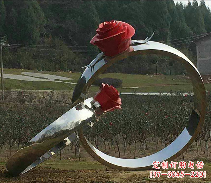 商丘不锈钢玫瑰雕塑精美的艺术珍品