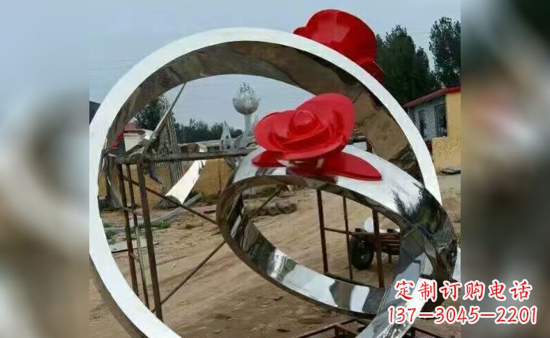 商丘不锈钢玫瑰花戒指雕塑