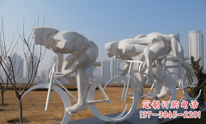 商丘展现运动风采的不锈钢自行车雕塑