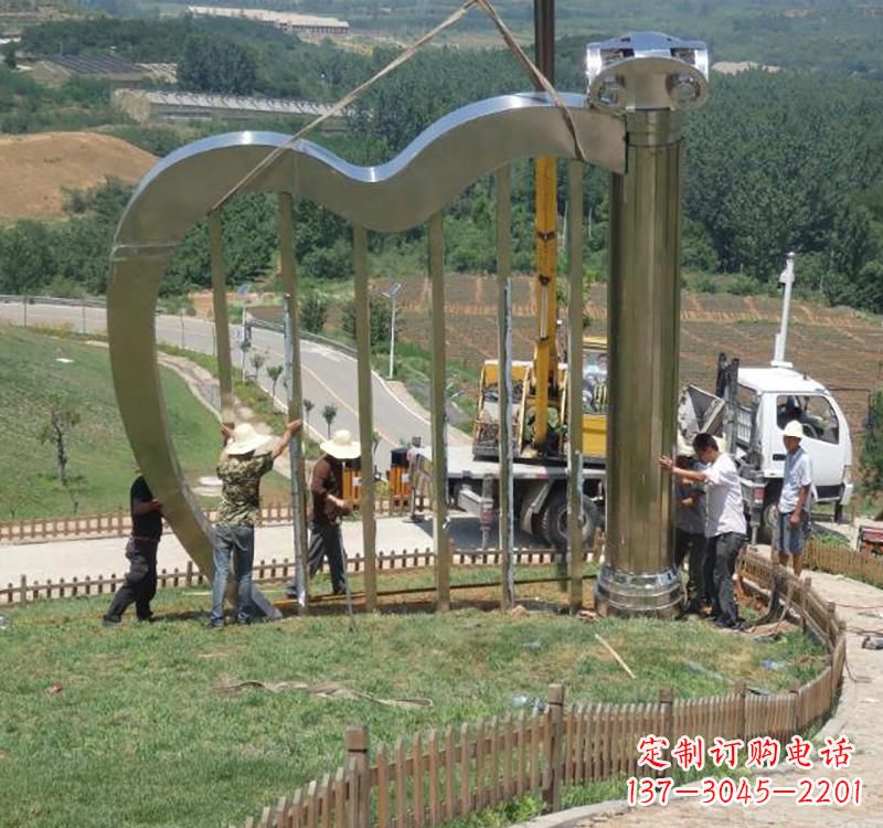 商丘音乐美学不锈钢竖琴雕塑