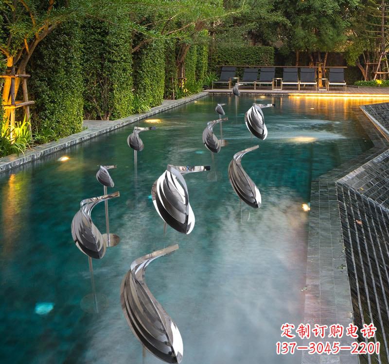 商丘不锈钢动物雕塑——美丽的水景装置