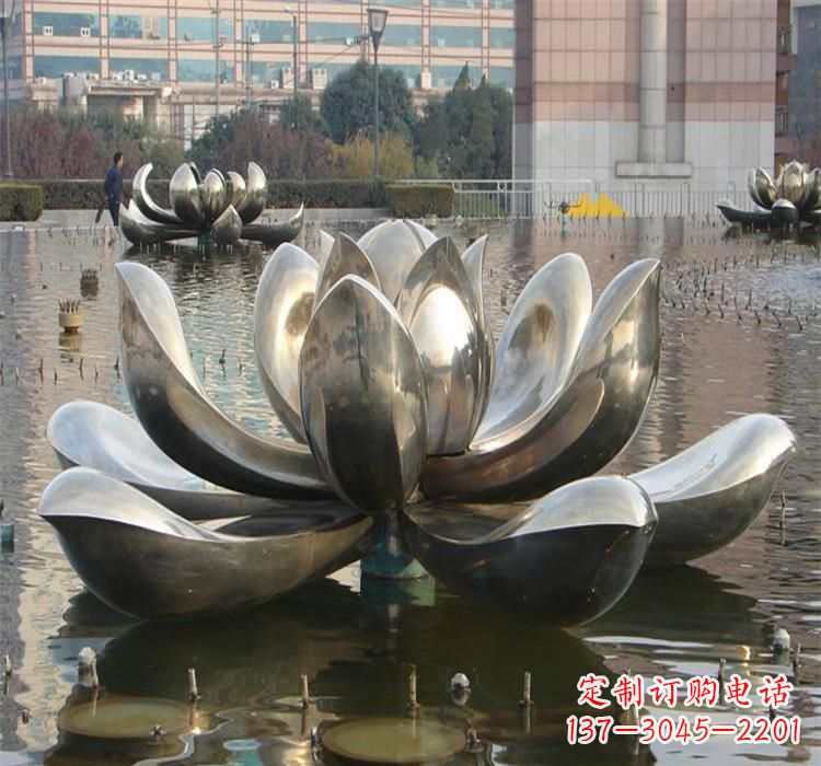 商丘不锈钢水景荷花雕塑质朴之美