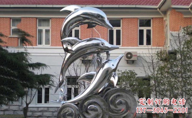 商丘不锈钢跳跃海豚雕塑