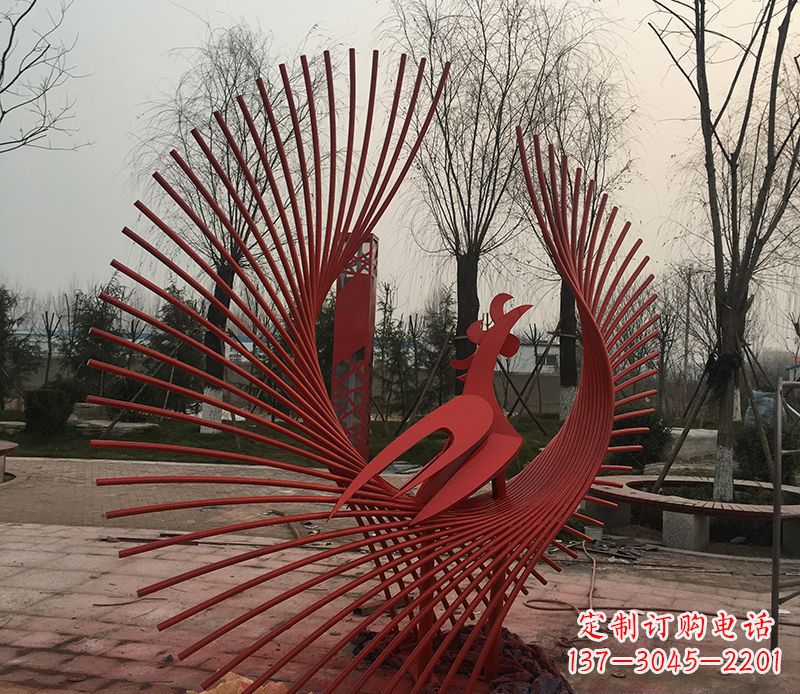 商丘不锈钢网状凤凰雕塑精美的艺术之作