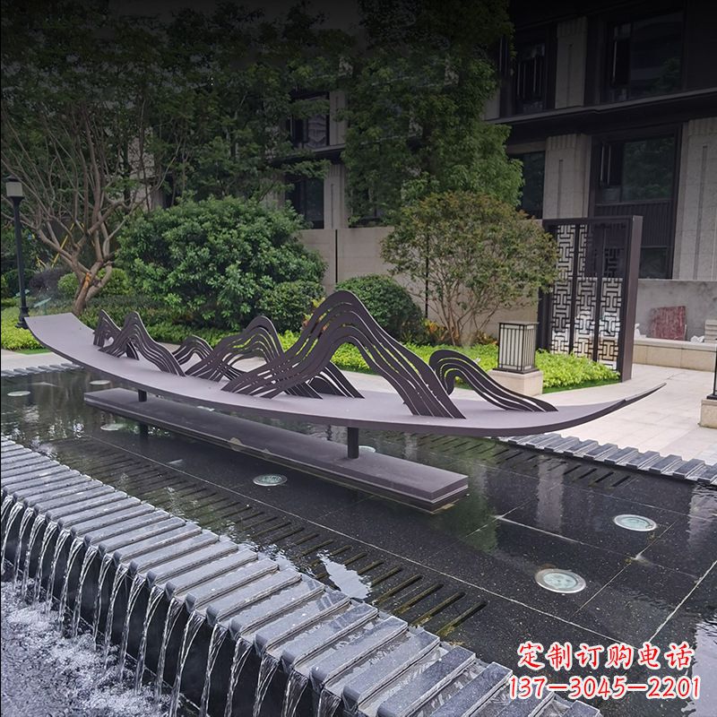 商丘精美的不锈钢小船假山