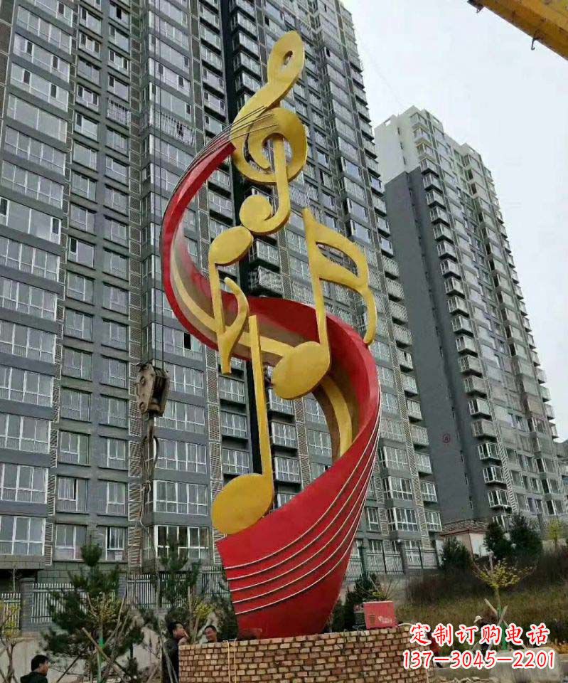 商丘不锈钢小区音符雕塑传递音乐的魅力