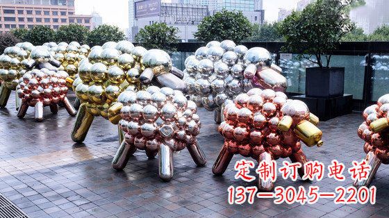 商丘不锈钢小羊肖恩抽象动物雕塑