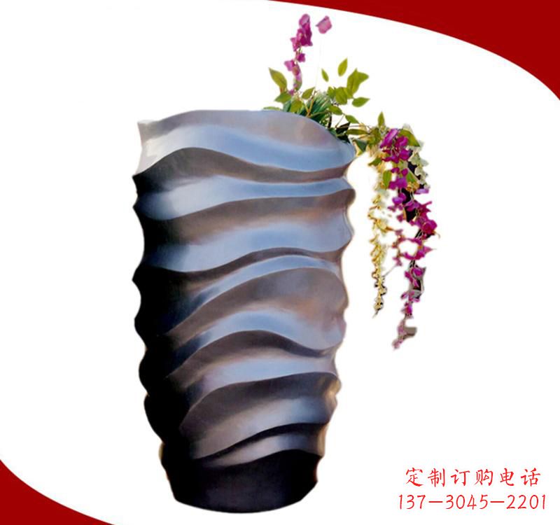 商丘不锈钢校园景观花盆雕塑美化校园环境