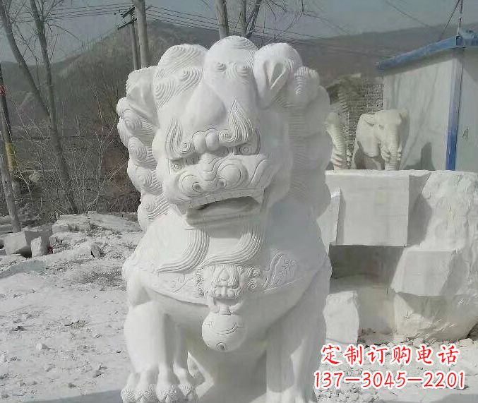 商丘狮子雕塑踩绣球石狮子寺庙的独特景观