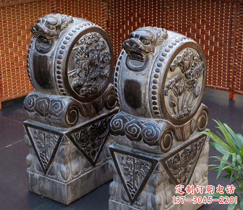 商丘仿古石门墩雕塑,提升茶楼景观