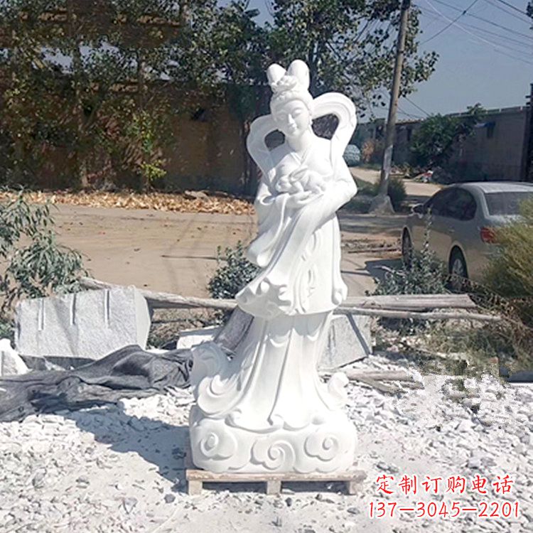 商丘嫦娥奔月石雕-汉白玉神话人物雕像