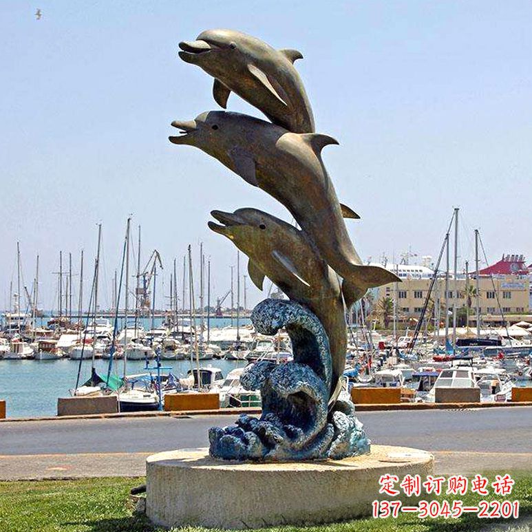 商丘海豚铜雕塑传承海洋文化