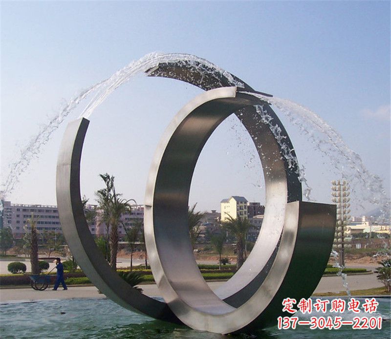 商丘创意不锈钢喷泉雕塑 