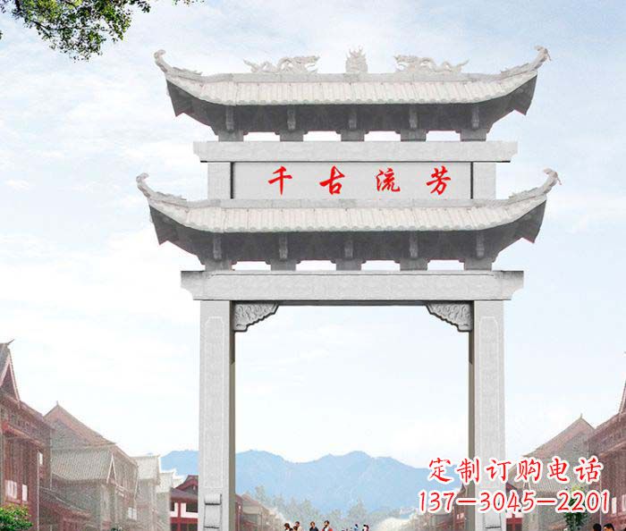 商丘石雕牌坊一座传承传统的精美雕塑