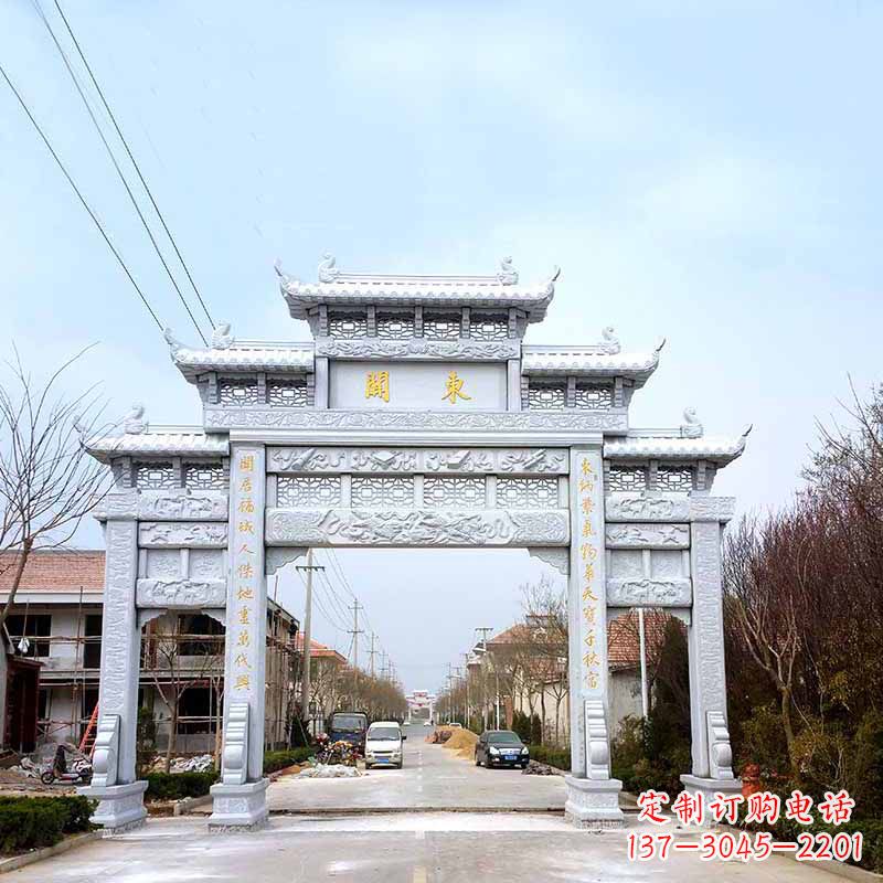商丘传承古风——村镇三门石牌坊雕塑