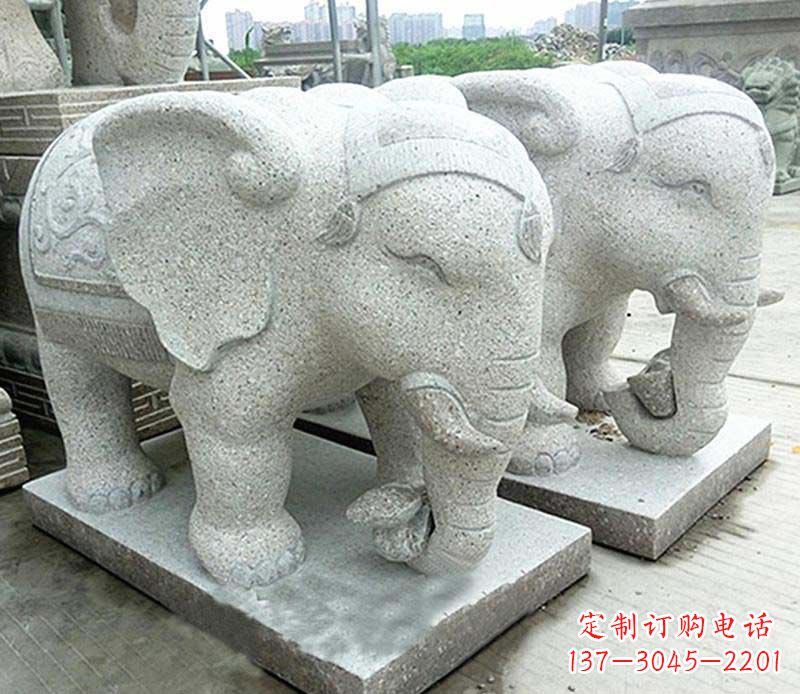 商丘大理石制作的精美招财大象雕塑