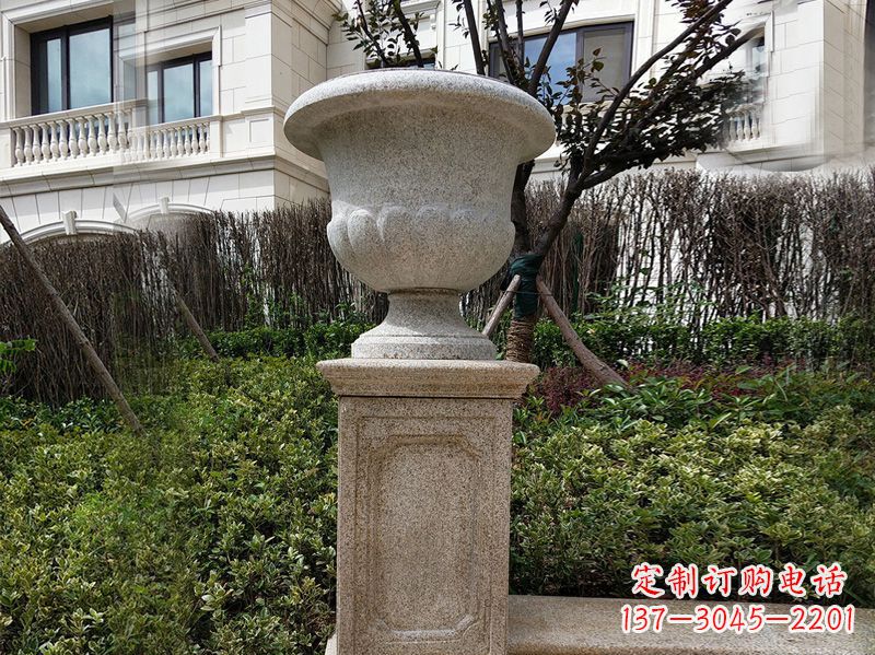 商丘大理石花钵小区花盆石雕艺术品