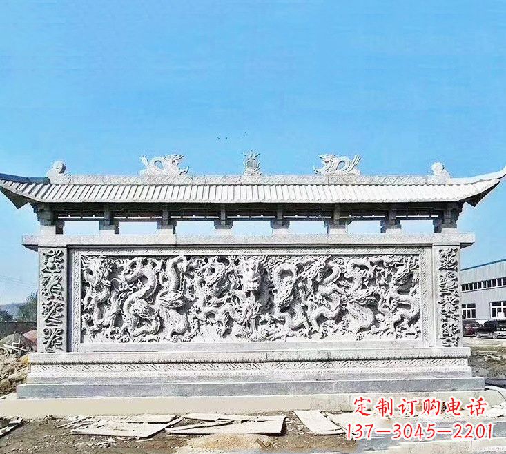商丘精美大理石九龙壁雕塑