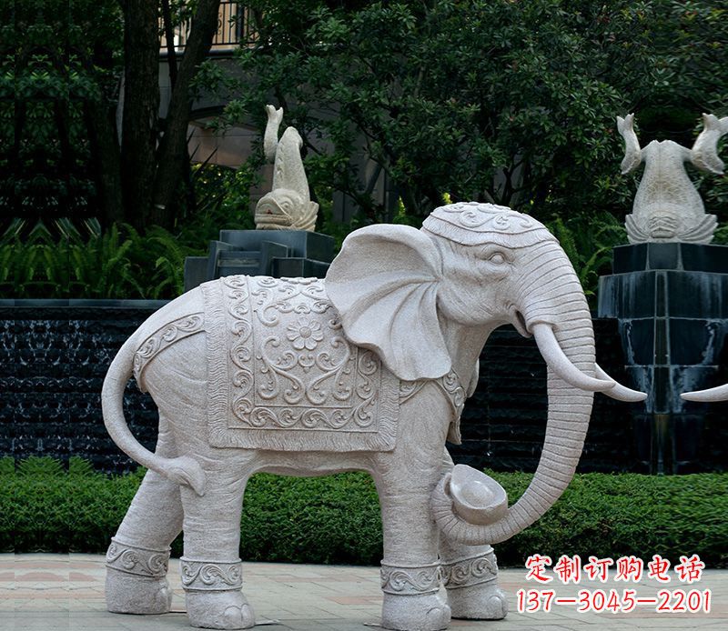 商丘以大理石为材料的完美大象雕塑