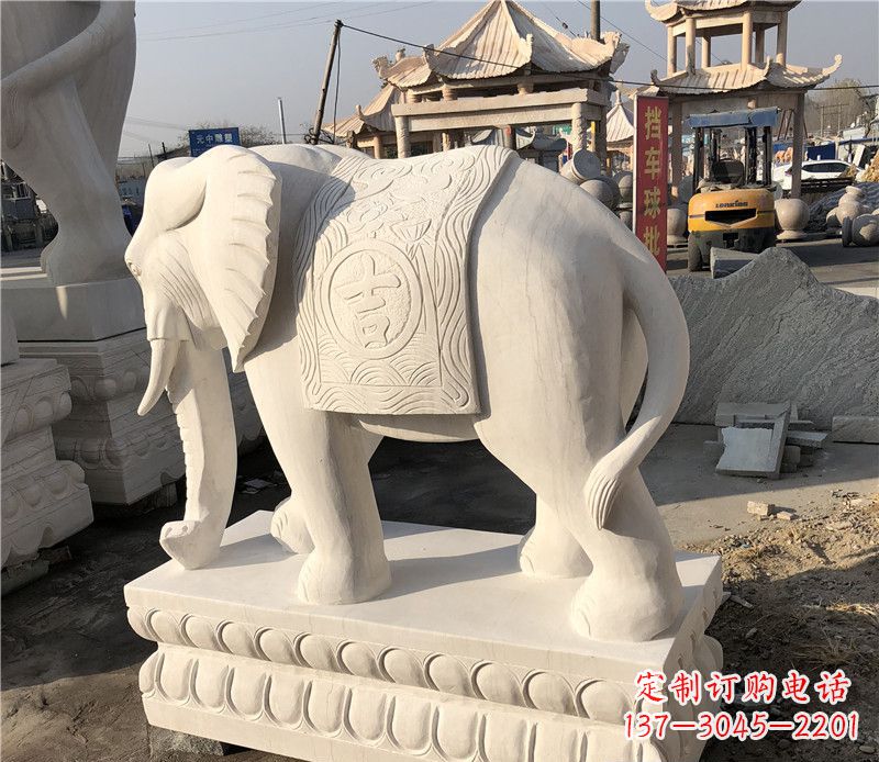 商丘大理石卷鼻如意大象雕塑