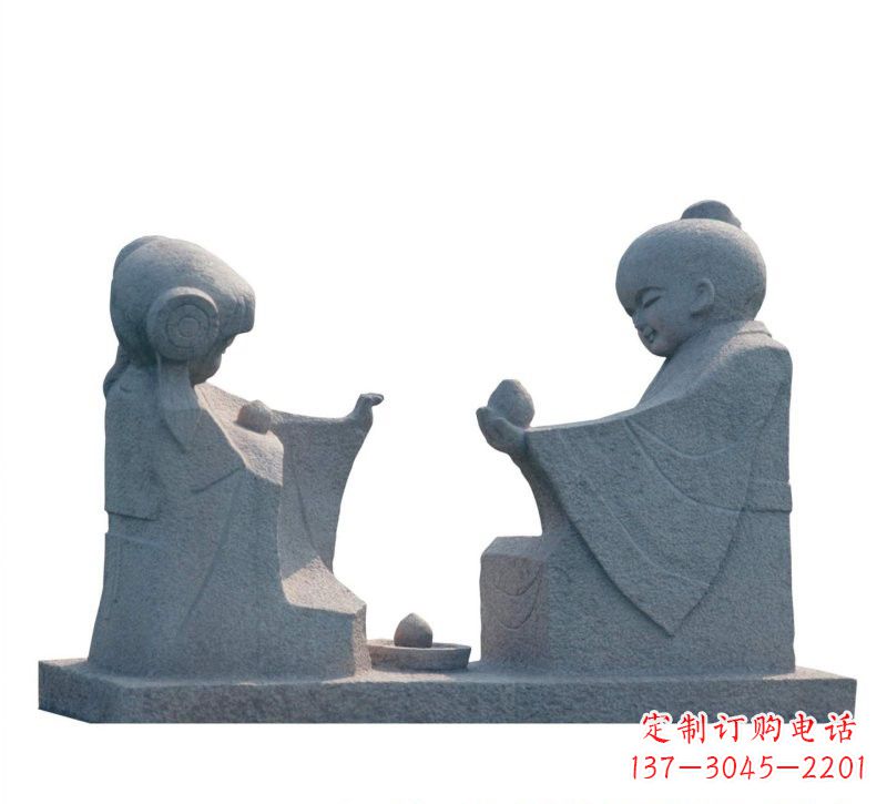 商丘传统风情——大理石孔融让梨雕塑