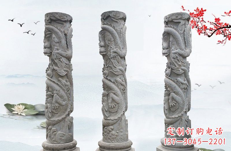 商丘精美大理石龙柱雕塑