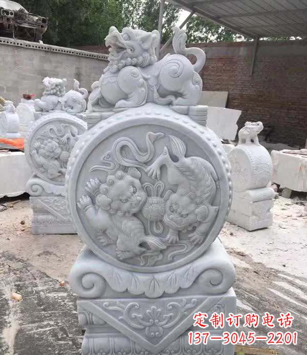 商丘大理石狮子抱鼓石雕塑