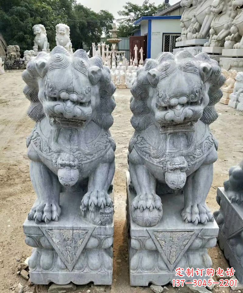 商丘传统工艺精雕大理石狮子石雕塑