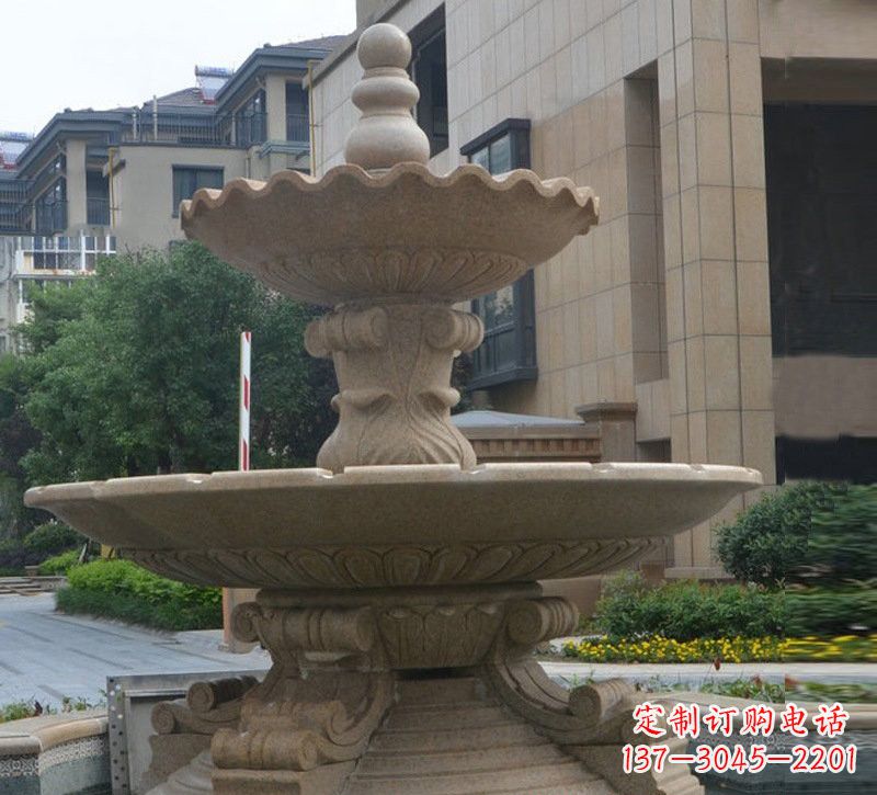 商丘简约双层大理石喷泉雕塑