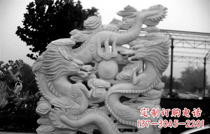 商丘精美大理石双龙雕塑