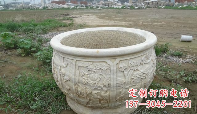商丘大理石鸳鸯花盆雕塑