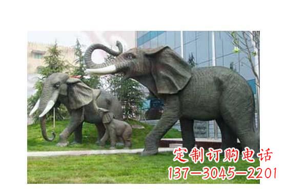 商丘精美铜雕大象一家三口