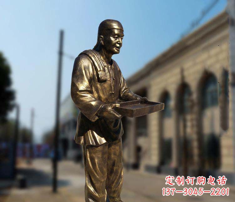 商丘古典神秘的店小二人物铜雕