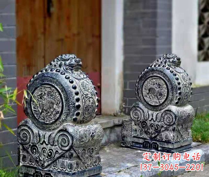 商丘精美仿古抱鼓石门墩雕塑