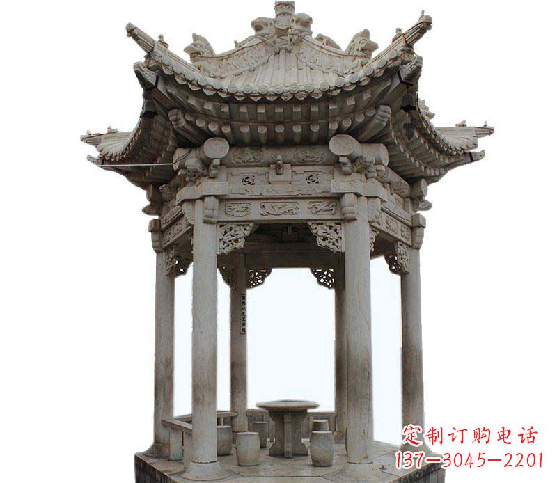 商丘精美仿古六角凉亭石雕