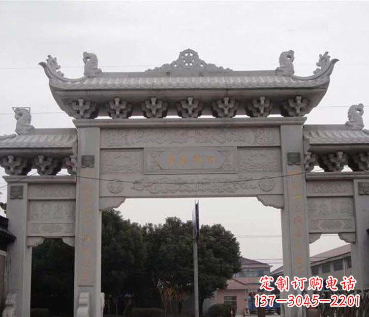 商丘仿古三门牌坊石雕 (3)