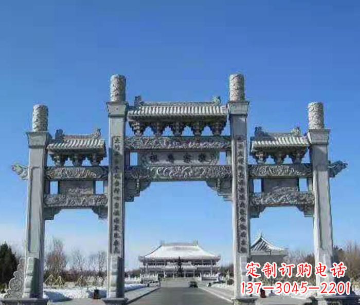 商丘领雕仿古三门石牌坊