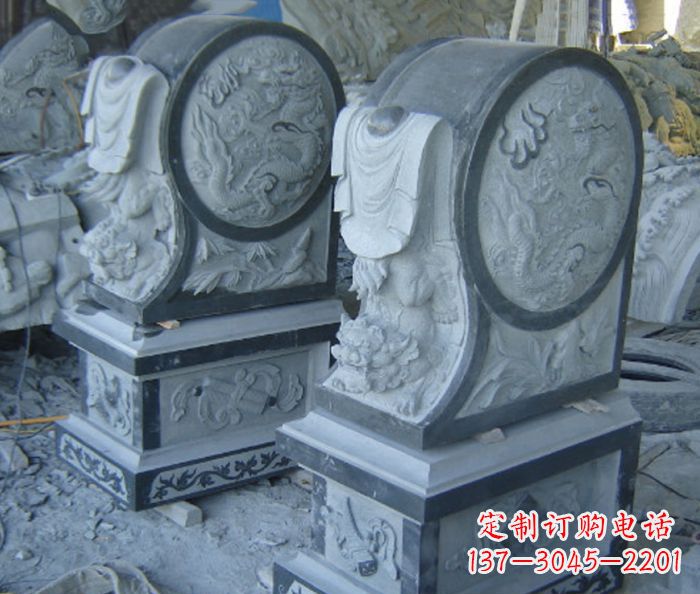 商丘仿古石门墩招财抱鼓石雕塑