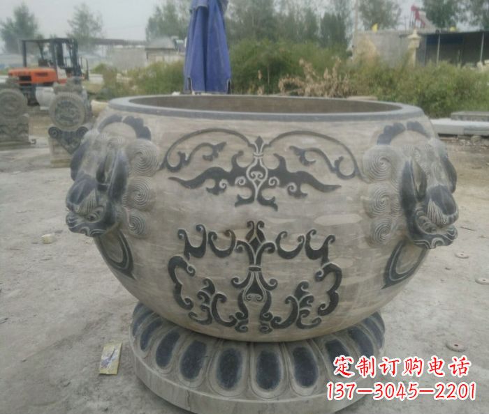 商丘仿古圆形水缸石雕 (3)