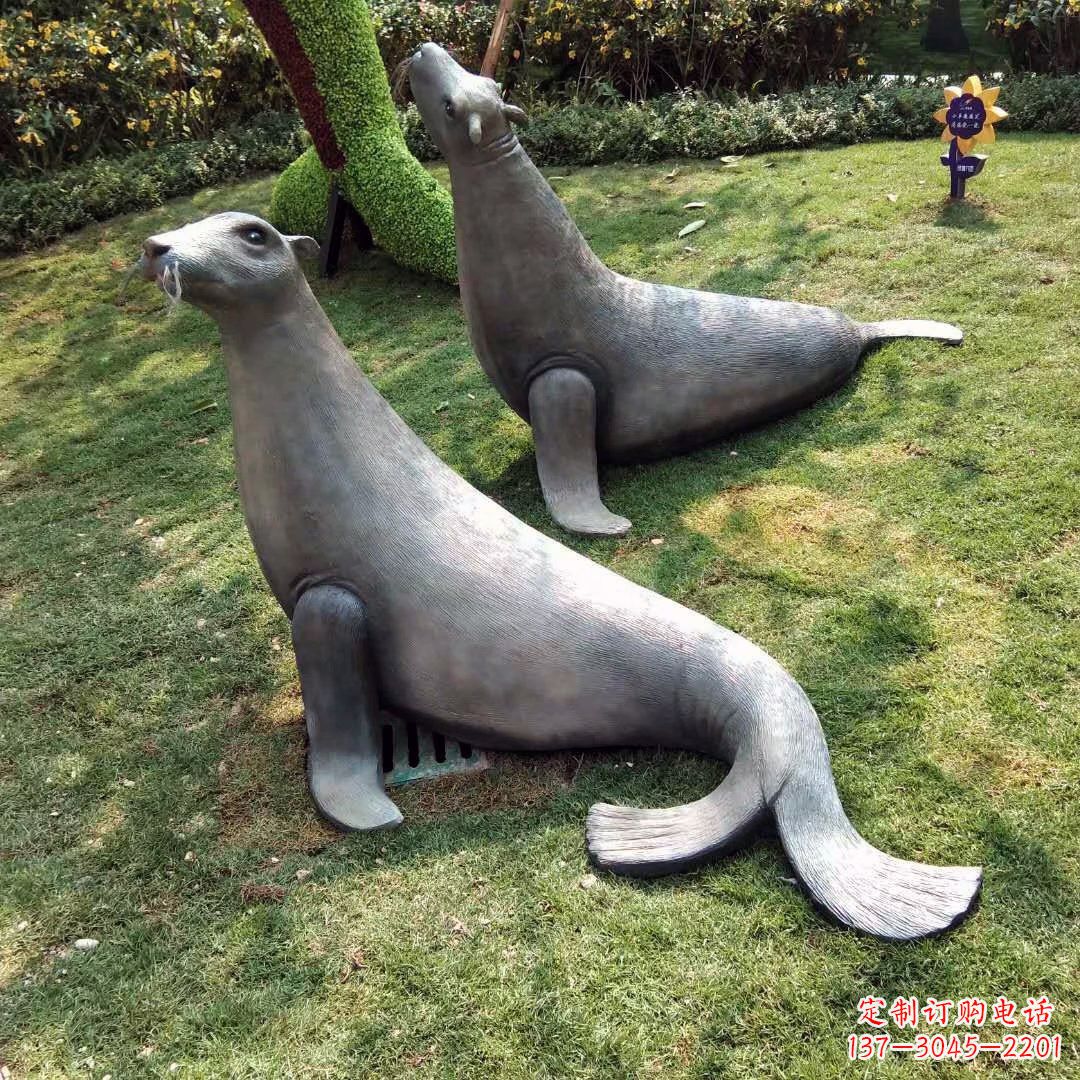 商丘精美玻璃钢海豹雕塑