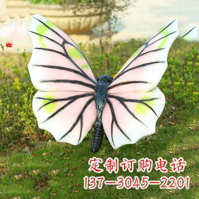 商丘浅粉白色仿真蝴蝶雕塑