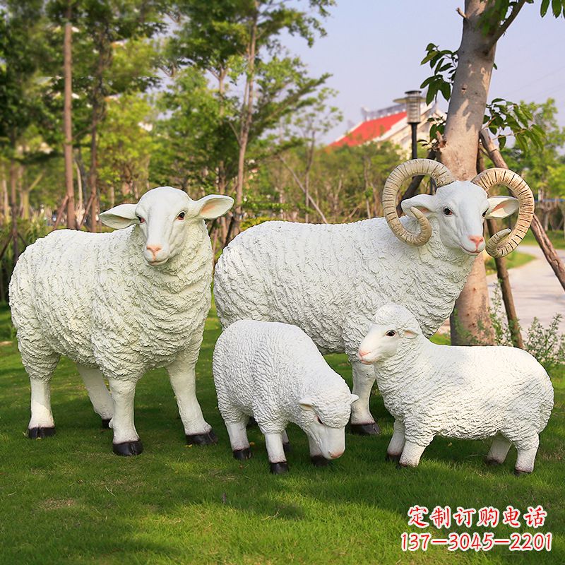 商丘乡村绵羊雕塑 – 农家院庭院仿真动物摆件
