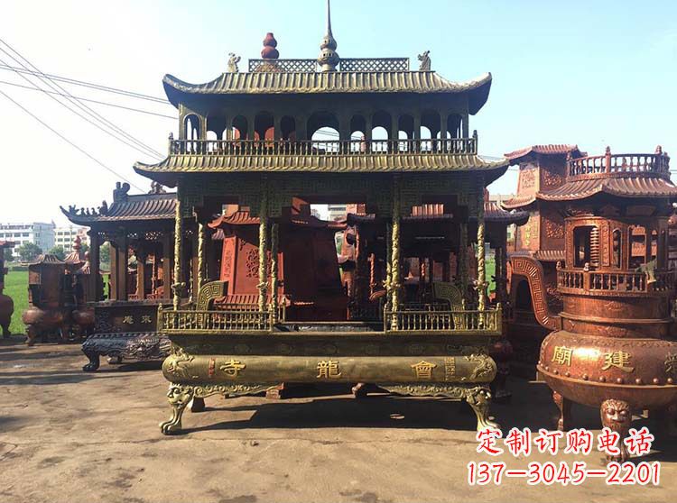 商丘高浮雕螭龙纹铜香炉