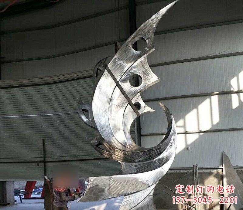 商丘公园不锈钢抽象凤凰景观雕塑 (3)