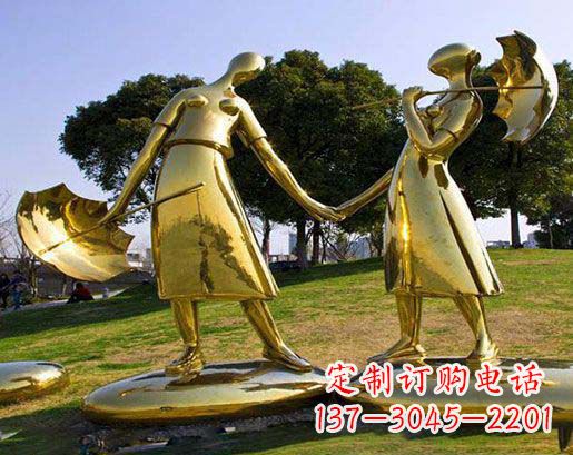 商丘长伴相守，情缘两生——不锈钢抽象情侣雕塑